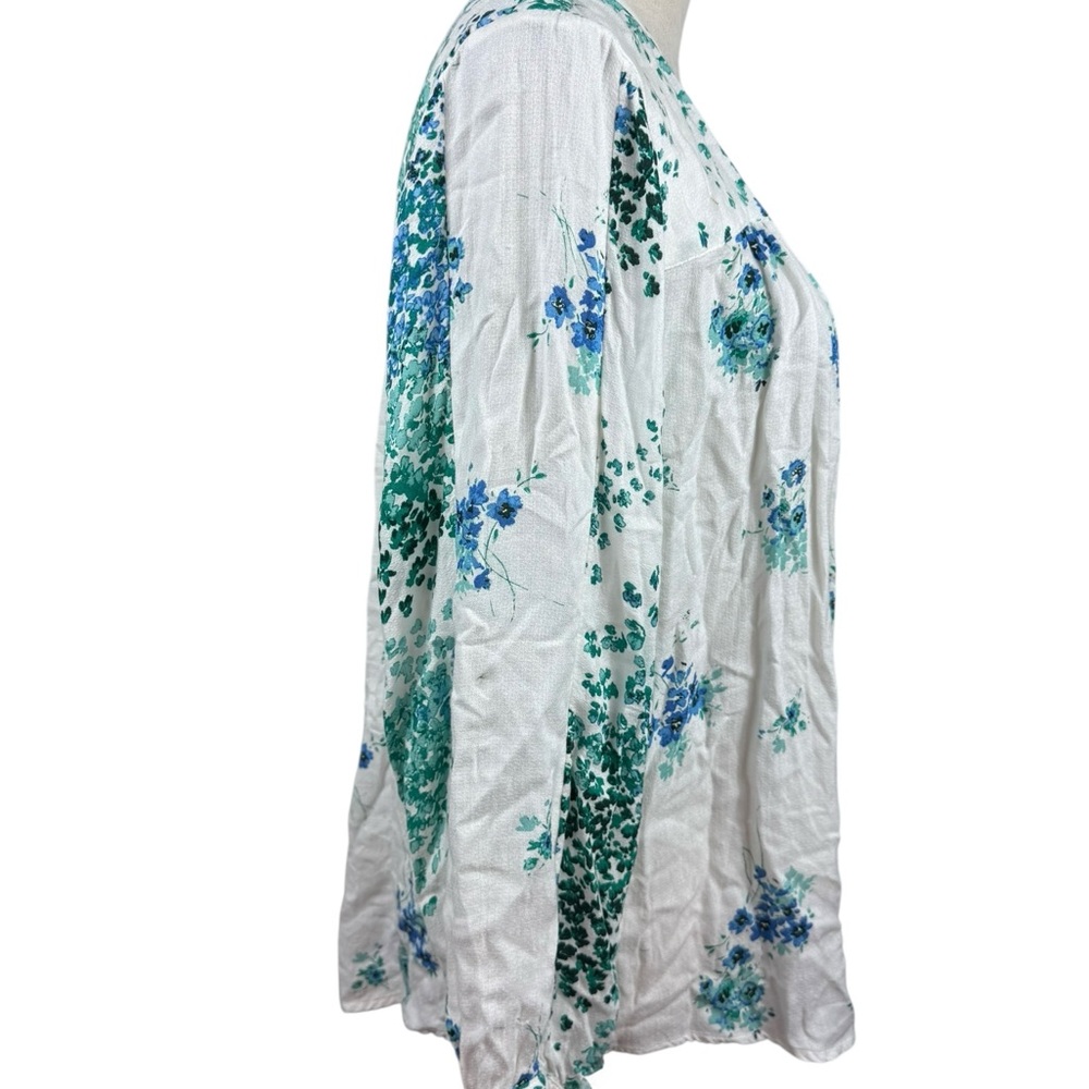 Lucky Brand blue and green print with white background top size XL - Picture 5 of 10